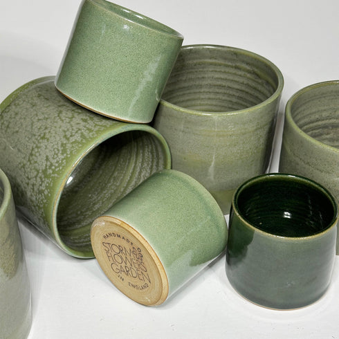 Large Moss Green Handmade Ceramic Plant Pot